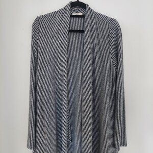 Le Lis Gray and Black striped open-front cardigan M/L super soft knit